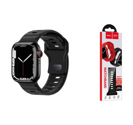 Ремешок для Apple Watch HOCO WA27 Flexible series stepped pattern solid color silicone strap (42/44/45/49 мм) черный