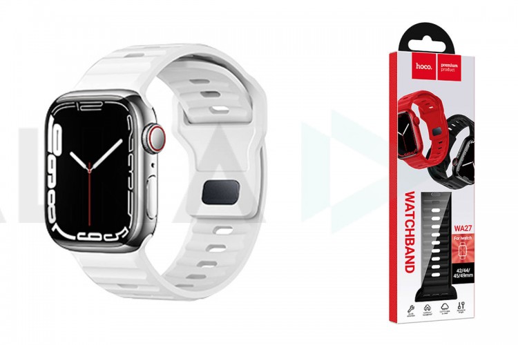 Ремешок для Apple Watch HOCO WA27 Flexible series stepped pattern solid color silicone strap (42/44/45/49 мм) белый