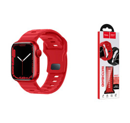 Ремешок для Apple Watch HOCO WA27 Flexible series stepped pattern solid color silicone strap (42/44/45/49 мм) красный