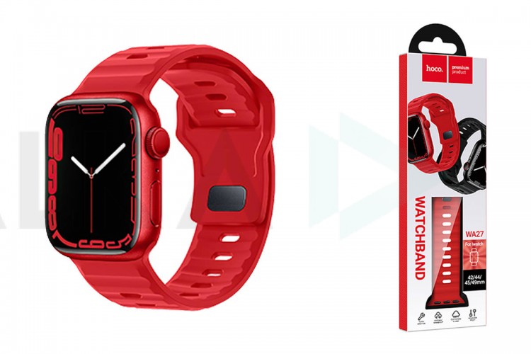 Ремешок для Apple Watch HOCO WA27 Flexible series stepped pattern solid color silicone strap (42/44/45/49 мм) красный