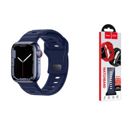 Ремешок для Apple Watch HOCO WA27 Flexible series stepped pattern solid color silicone strap (42/44/45/49 мм) темно-синий