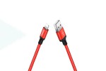 Кабель USB - Lightning HOCO X14, 2,4A (красный) 1м (в оплетке)