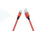 Кабель USB - MicroUSB HOCO X14 2,4A (красный) 1м (в оплетке)