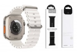 Ремешок для Apple Watch HOCO WA12 Силиконовый ремешок Original series marine с двойной пряжкой (42-49 мм, белый)