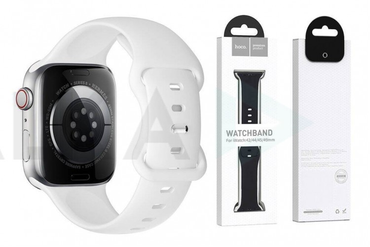 Ремешок для Apple Watch HOCO WA15 Flexible series 8-character buckle solid color silicone strap (42-49 мм, white)