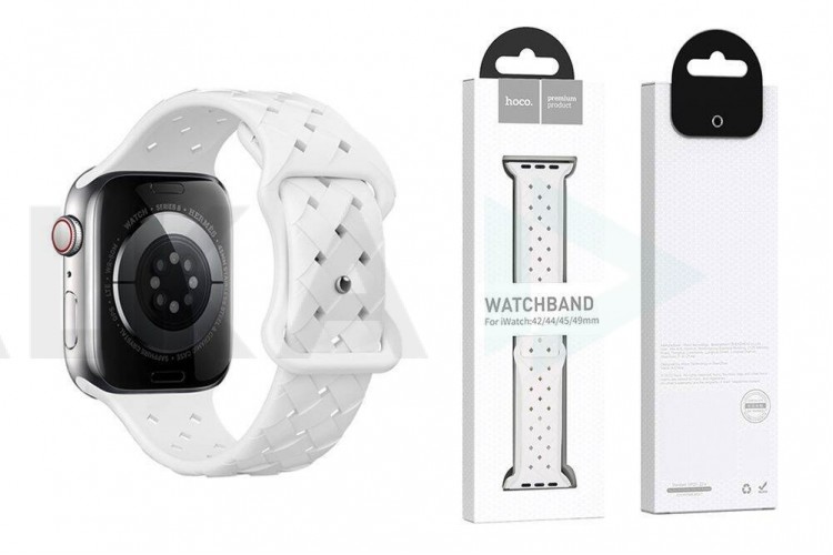 Ремешок для Apple Watch HOCO WA16 Flexible series bamboo pattern solid color silicone strap (42-49 мм, white)