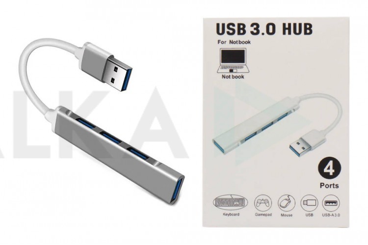 Разветвитель USB HUB 3.0 NN-HB020 на 4 порта кабель 15см (серый)