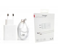 Сетевое зарядное устройство USB HUAWEI SuperCharge  прямоугольник + кабель (or.) 40W (белый)