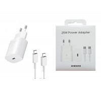 Сетевое зарядное устройство USB-C + кабель Type-C - Type-C Samsung Travel 25W Service Pack 100% (or.) (белый)