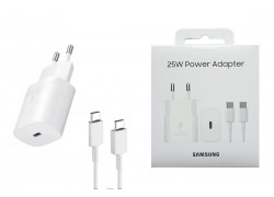 Сетевое зарядное устройство USB-C + кабель Type-C - Type-C Samsung Travel 25W Service Pack 100% (or.) (белый)