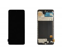 Дисплей для Samsung A515FN Galaxy A51 Black в сборе с тачскрином + рамка, OLED (Small glass)