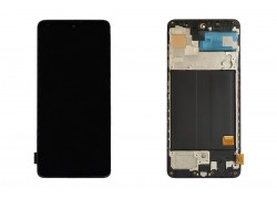Дисплей для Samsung A515FN Galaxy A51 Black в сборе с тачскрином + рамка, OLED (Small glass)