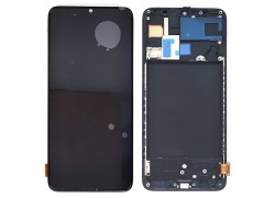 Дисплей для Samsung A705F Galaxy A70 Black в сборе с тачскрином + рамка, OLED (Small glass)
