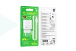 Сетевое зарядное устройство USB + USB-C + кабель Type-C - Type-C BOROFONE BA88A Navy PD20W+QC3.0 (белый)