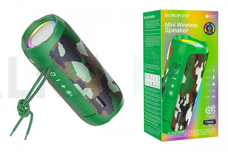 Портативная беспроводная колонка BOROFONE BR21 Sports BT (зеленый камуфляж)