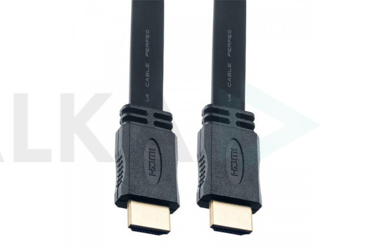 Кабель HDMI-HDMI (V1.4) PERFEO HDMI A вилка - HDMI A вилка, плоский, ver.1.4, длина 1 м. (H1301)