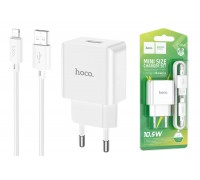 Сетевое зарядное устройство USB + кабель Lightning HOCO C106A 2400mAh (белый)