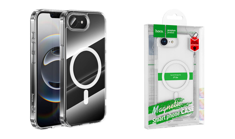 Чехол для телефона iPhone 16е HOCO Magnetic airbag anti-fall protective shell (прозрачный) Чехол для телефона iPhone 16е HOCO Magnetic airbag anti-fall protective shell (прозрачный)