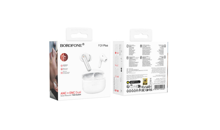 Наушники вакуумные беспроводные BOROFONE FQ9 Plus Peaceful ANC+ENC (белый) Наушники вакуумные беспроводные BOROFONE FQ9 Plus Peaceful ANC+ENC (белый)