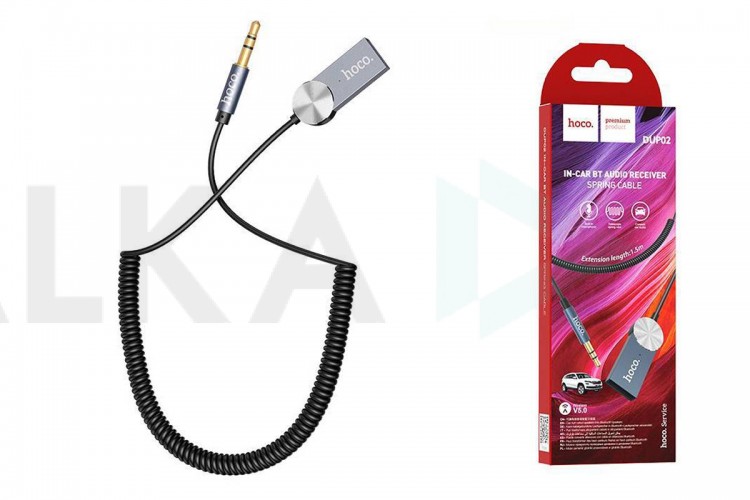 Bluetooth адаптер для автомагнитолы HOCO DUP02  spring cable (AUX-USB)