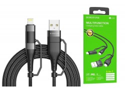 Кабель USB 4 в 1 BOROFONE BU28 PD20W USB/iOS Lighting/TYPE-C (черный) 1,2м