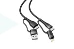 Кабель USB 4 в 1 BOROFONE BU28 PD20W USB/iOS Lighting/TYPE-C (черный) 1,2м