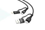 Кабель USB 4 в 1 BOROFONE BU28 PD20W USB/iOS Lighting/TYPE-C (черный) 1,2м