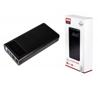 Универсальный дополнительный аккумулятор Power Bank XO PR123, 30000 mAh, 2A вх/вых, USBx4, дисплей, черный (-)