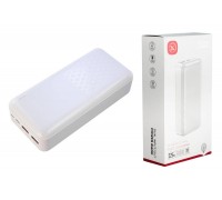 Универсальный дополнительный аккумулятор Power Bank XO NPR-003, 30000 mAh, USB/Type-C, QC 3.0+PD, дисплей, белый
