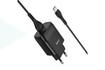 Сетевое зарядное устройство USB + кабель Type-C HOCO C72Q Glorious QC3.0 (черный)