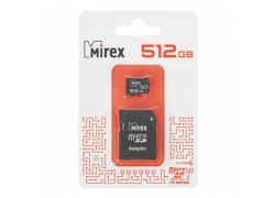 Карта памяти microSDХC с адаптером MIREX  512GB (UHS-I, U3, class 10) (13613-AD3UH512)