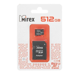 Карта памяти microSDХC с адаптером MIREX  512GB (UHS-I, U3, class 10) (13613-AD3UH512)