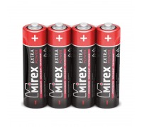 Батарейка солевая Mirex R6 / AA 1,5V  4 шт (4/60/1200), цена за спайку 4 шт 23702-ER6-S4
