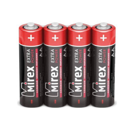 Батарейка солевая Mirex R6 / AA 1,5V  4 шт (4/60/1200), цена за спайку 4 шт 23702-ER6-S4