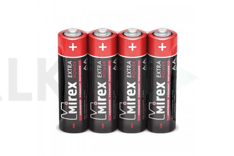 Батарейка солевая Mirex R6 / AA 1,5V  4 шт (4/60/1200), цена за спайку 4 шт 23702-ER6-S4