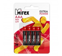 Батарейка солевая Mirex R6 / AA 1,5V  4 шт (4/48/480), цена за блистер 4 шт 23702-ER6-E4