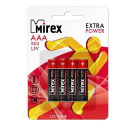 Батарейка солевая Mirex R6 / AA 1,5V  4 шт (4/48/480), цена за блистер 4 шт 23702-ER6-E4