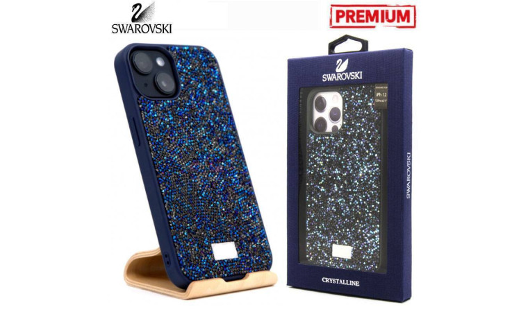 Чехол для телефона iPhone 15 Plus Swarovskii (синий)
