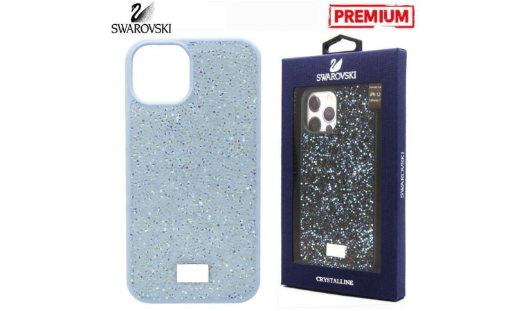 Чехол для телефона iPhone 15 Plus Swarovskii (голубой)
