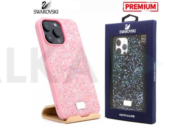 Чехол для телефона iPhone 15 Plus Swarovskii (розовый)