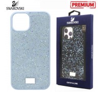 Чехол для телефона iPhone 15 Swarovskii (голубой)