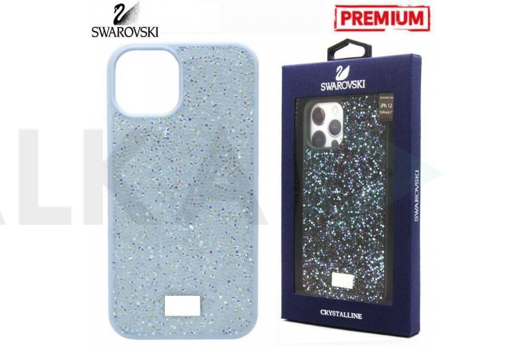 Чехол для телефона iPhone 15 Swarovskii (голубой)
