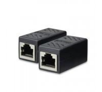 Адаптер проходной для витой пары интернет кабеля RJ45 Cat5E/Cat6 (BLACK)