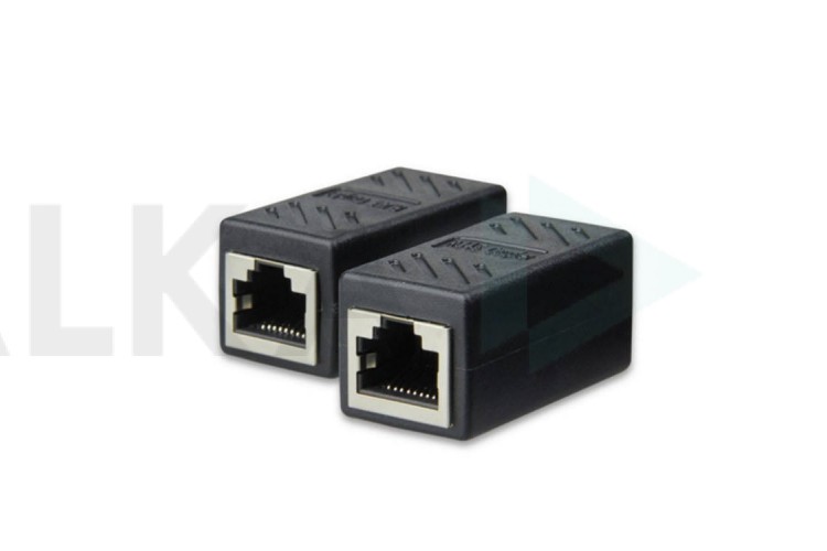 Адаптер проходной для витой пары интернет кабеля RJ45 Cat5E/Cat6 (BLACK)