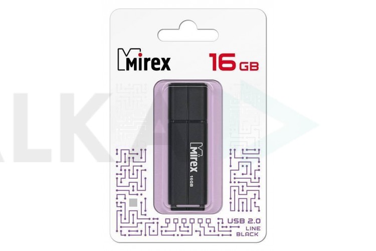 Флешка USB 2.0 Mirex LINE BLACK 16GB (ecopack)