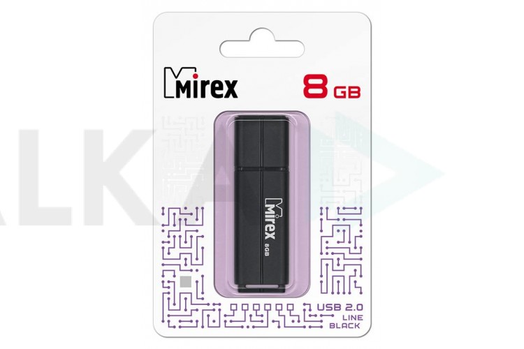 Флешка USB 2.0 Mirex LINE BLACK 8GB (ecopack)