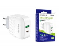 Сетевое зарядное устройство USB + USB-C BOROFONE BA46A Premium PD+ QC 3.0 (белый)