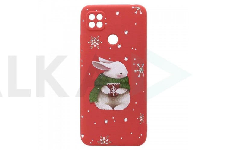 Чехол для Xiaomi Redmi 9A (малиновый) новогодний зайка