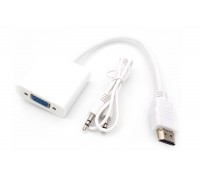Конвертер переходник HDMI (папа) - VGA (мама) кабель15 см (белый)