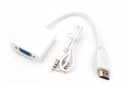 Конвертер переходник HDMI (папа) - VGA (мама) кабель15 см (белый)